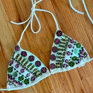 VICTORIAS SECRET SWIM BIKINI TOP ONLY BEADED DETAIL WOMENS SIZE MEDIUM vintage